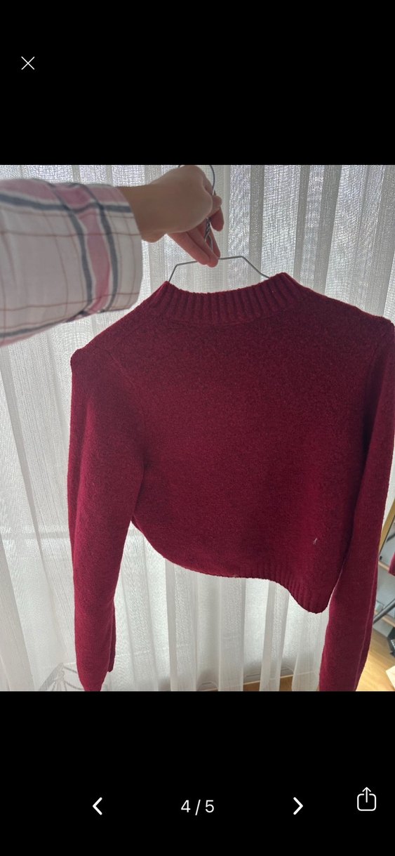Stradivarius Bordo Triko Kadın Sweatshirt - Görsel 3