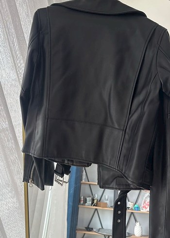 Zara Siyah Deri Biker Ceket - Görsel 3