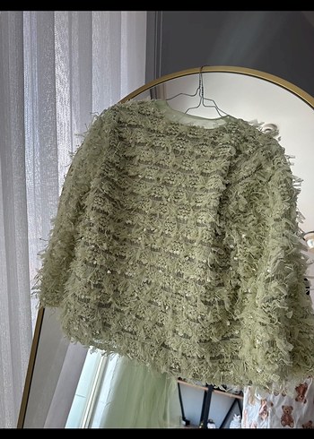 Zara yeşil fiyonk hırka - Görsel 4