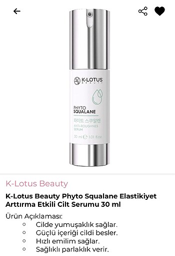 Beden K-Lotus Beauty Phyto Squalane Serum
