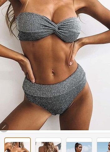 Simli straplez bikini takım 