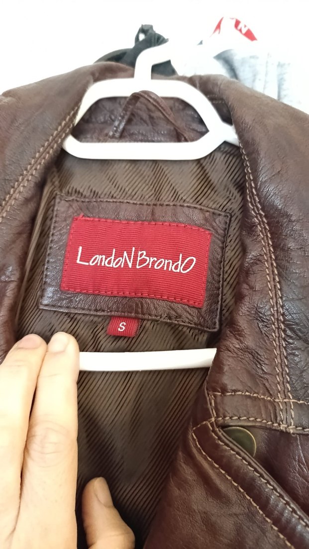 Kahverengi Uzun Deri Kadın Ceket Boynerden alındı hakiki deri - Görsel 2