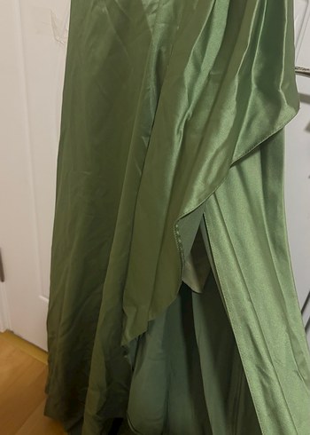 Straplez Drapeli Uzun Kadın Abiye Elbise - Görsel 3