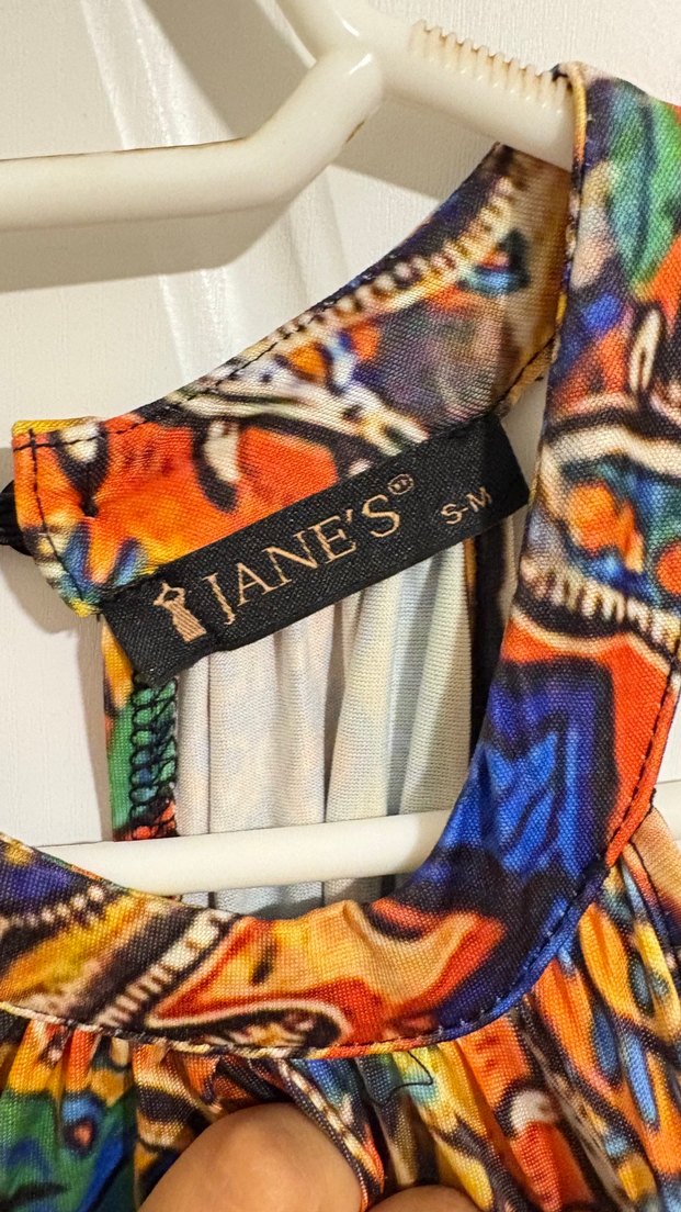 Bohem Çok Renkli Uzun Kolsuz Elbise - Görsel 2