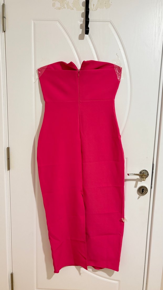 Pembe Straplez Uzun Abiye Elbise - Görsel 3