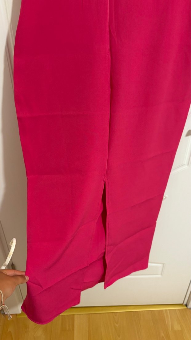 Pembe Straplez Uzun Abiye Elbise - Görsel 4