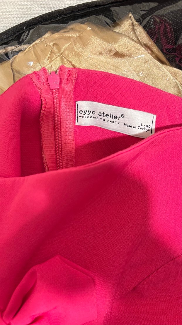 Pembe Straplez Uzun Abiye Elbise - Görsel 5