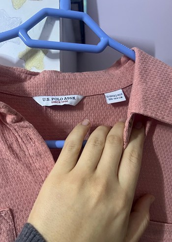 U.S Polo Assn. Bej çocuk Uzun Kollu Keten Gömlek Elbise