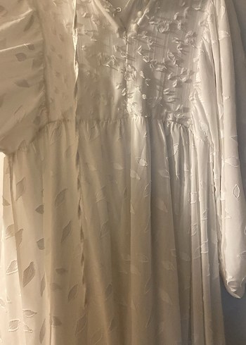 Beyaz Bohem Uzun Keten Elbise - Görsel 4