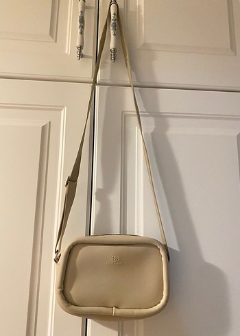 Bej Deri Kadın Çapraz Çanta - Görsel 4