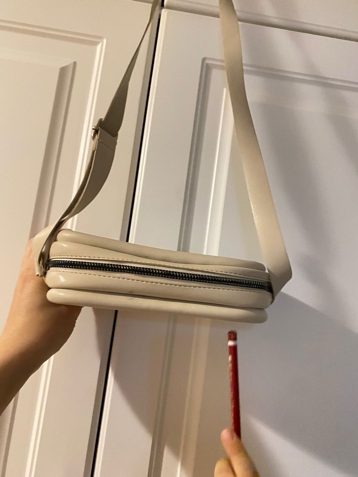 Bej Deri Kadın Çapraz Çanta - Görsel 3