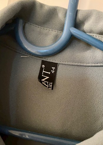 Uzun Gri Keten Düğmeli Elbise - Görsel 5