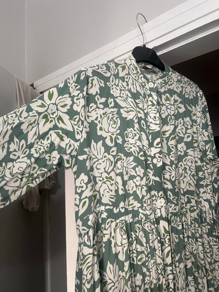 Yeşil Desenli Bohem Uzun Elbise - Görsel 2