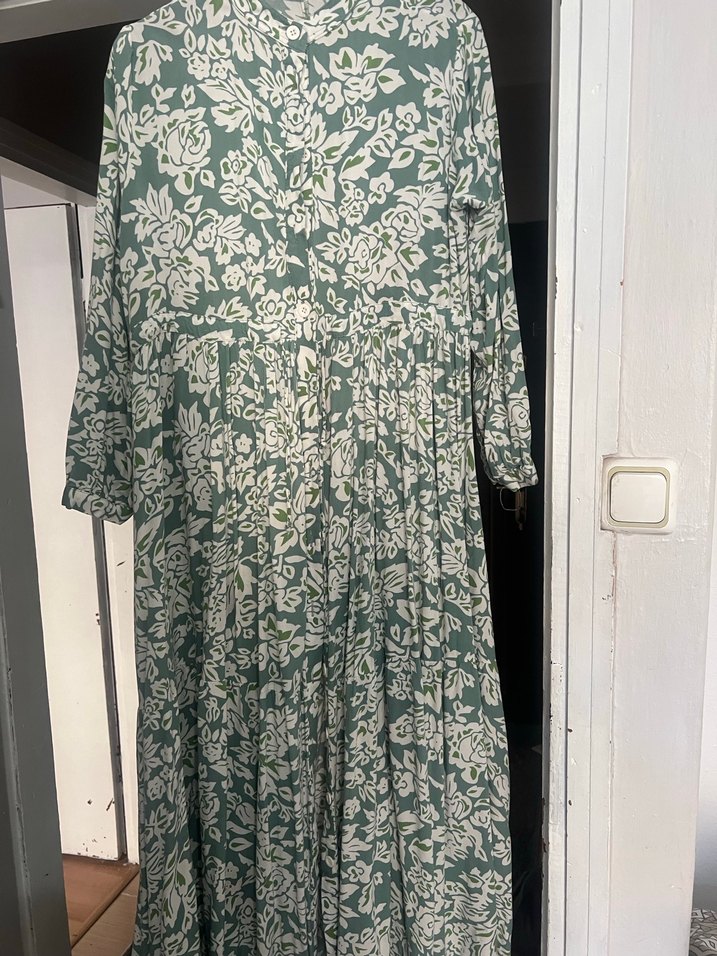 Yeşil Desenli Bohem Uzun Elbise - Görsel 4