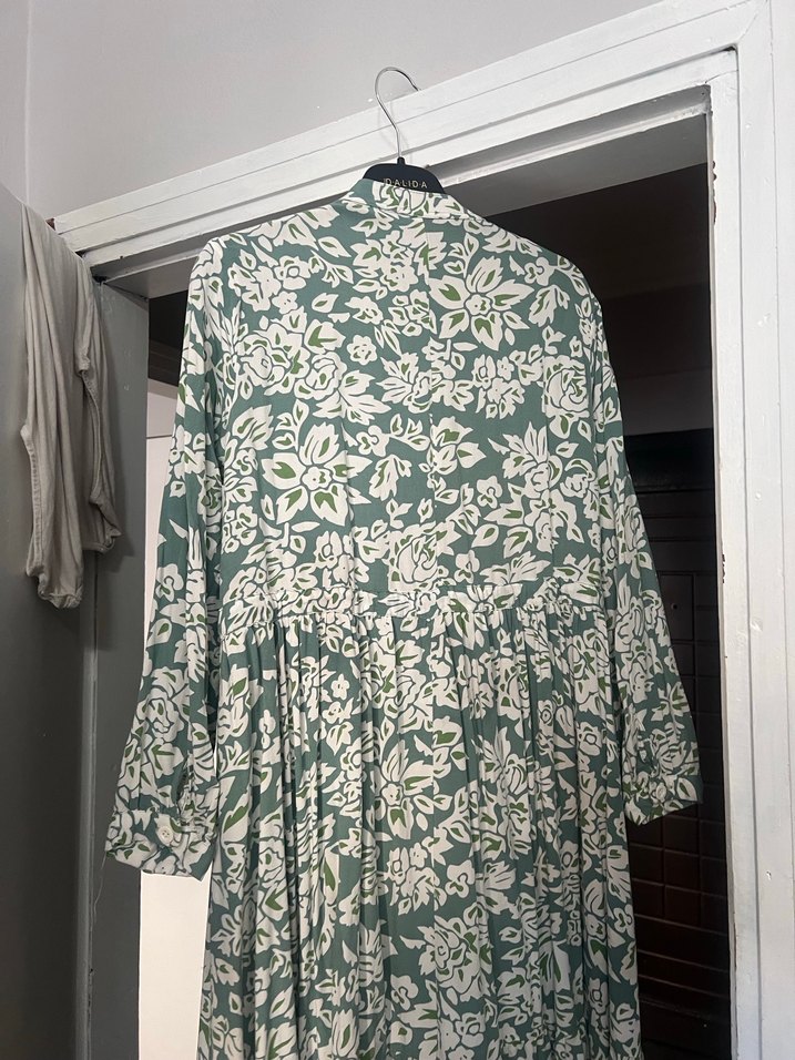 Yeşil Desenli Bohem Uzun Elbise - Görsel 5