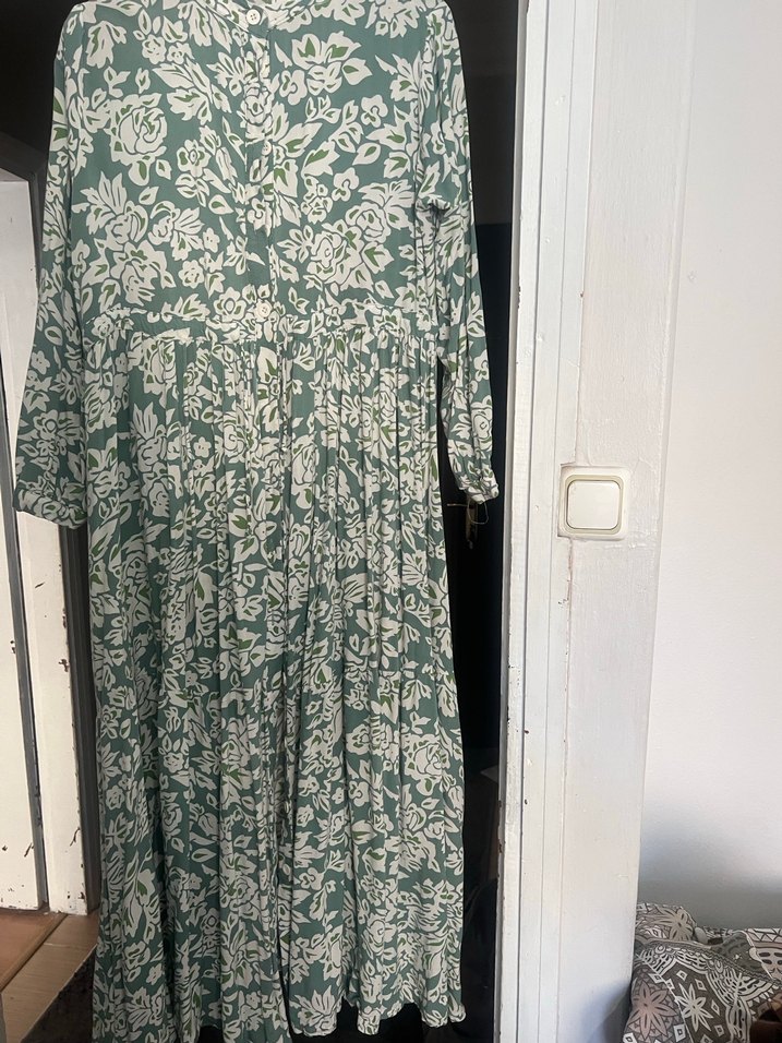 Yeşil Desenli Bohem Uzun Elbise - Görsel 3