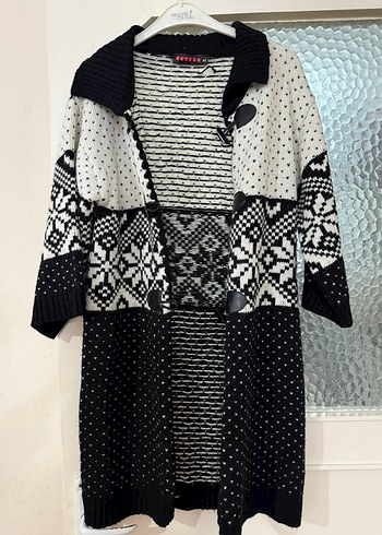 Uzun Bohem Desenli Örgü Kadın Hırka - Görsel 2