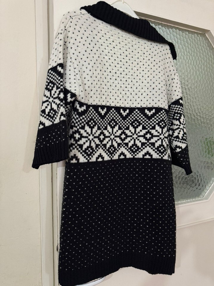 Uzun Bohem Desenli Örgü Kadın Hırka - Görsel 3