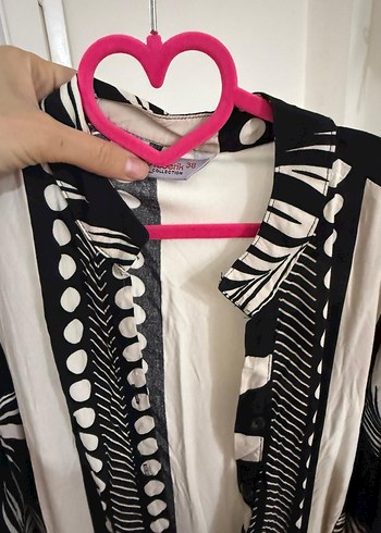 Siyah Beyaz Desenli Uzun Bohem Elbise - Görsel 2