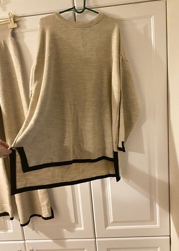 Bej Uzun Kollu Salaş Keten Kadın Kazak - Görsel 5