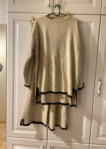 Bej Uzun Kollu Salaş Keten Kadın Kazak - Görsel 3