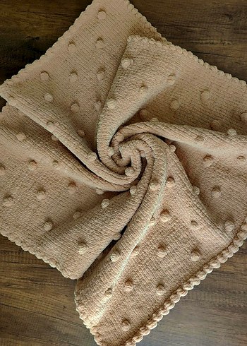 Bej Çocuk Örgü Battaniye - Görsel 3