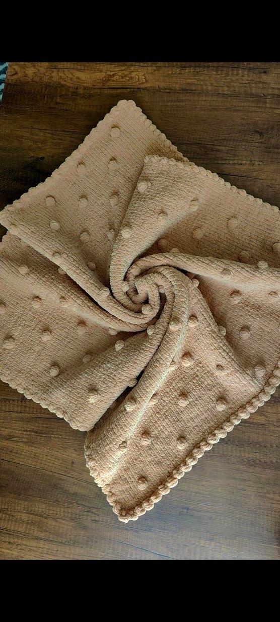 Bej Çocuk Örgü Battaniye - Görsel 3