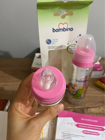 Beden pembe Renk Bambino cam biberon 2 adet