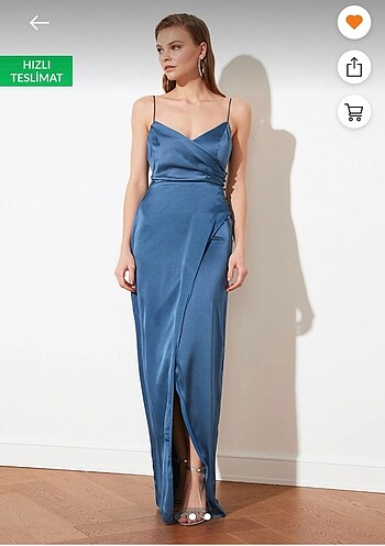 Trendyolmilla indigo yaka saten elbise