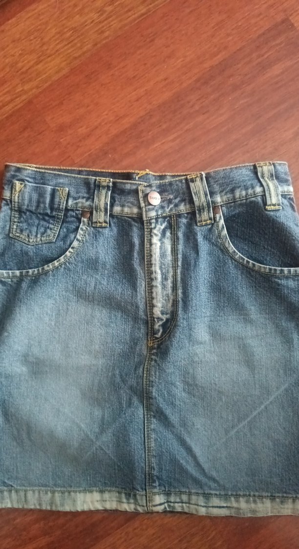 Parlak Mavi Denim Mini Etek - Görsel 2