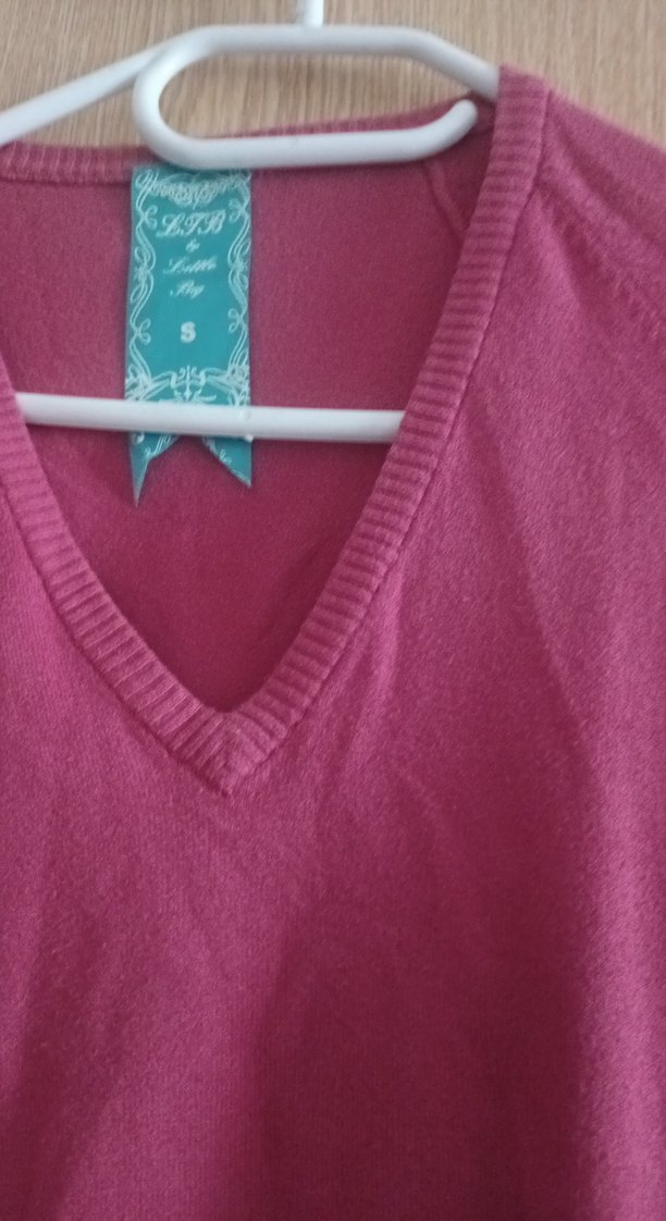 Pembe V Yaka Uzun Kollu Triko Kazak - Görsel 3