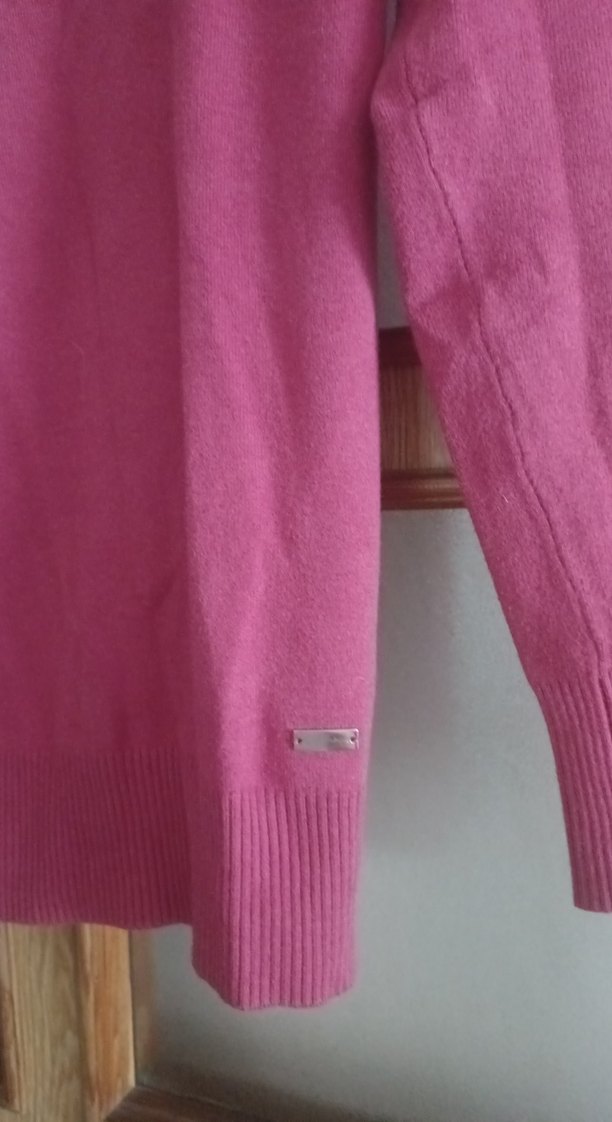 Pembe V Yaka Uzun Kollu Triko Kazak - Görsel 2