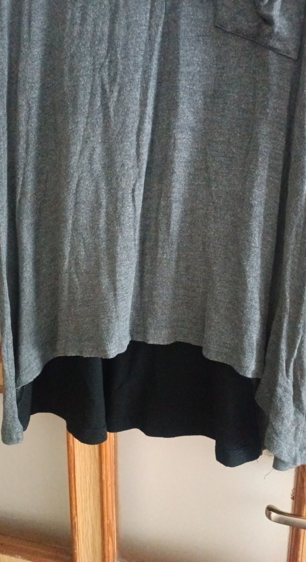 Gri Uzun Kollu Rahat Kesim Kadın bluz - Görsel 2