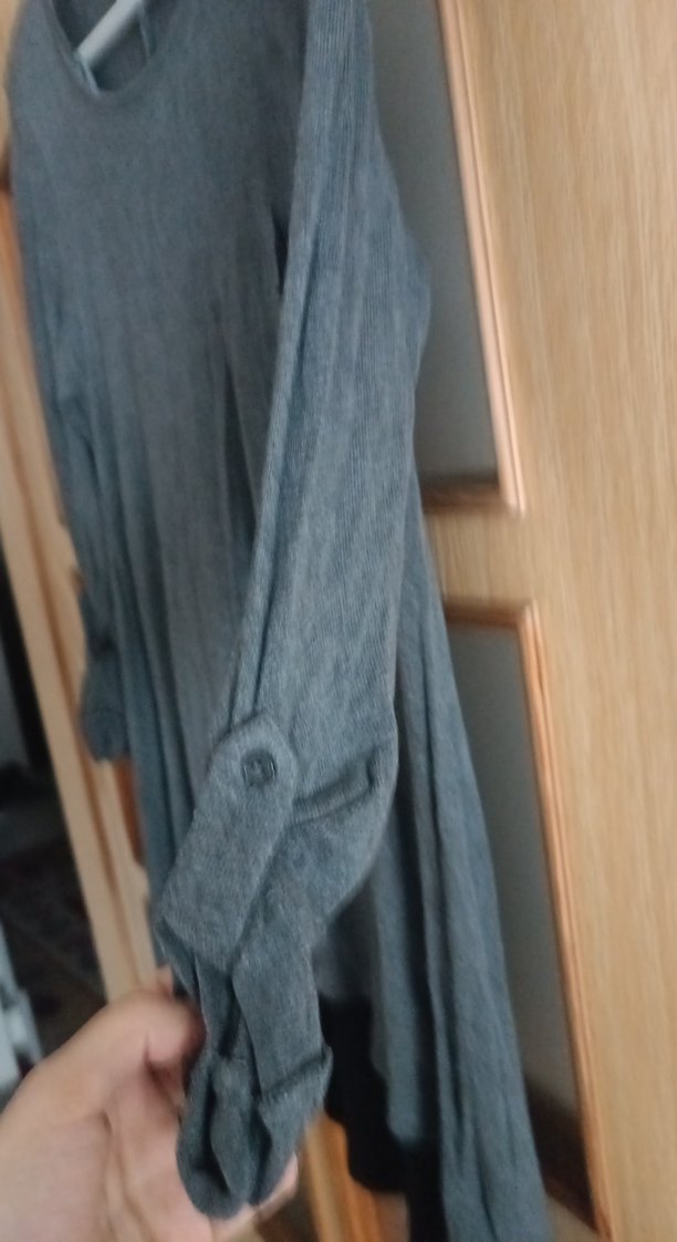 Gri Uzun Kollu Rahat Kesim Kadın bluz - Görsel 3