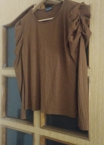 Kadın Kahverengi Piliseli Uzun Kollu Triko - Görsel 3