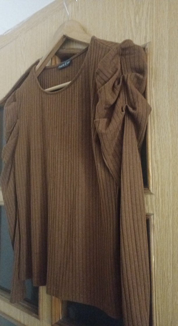 Kadın Kahverengi Piliseli Uzun Kollu Triko - Görsel 2