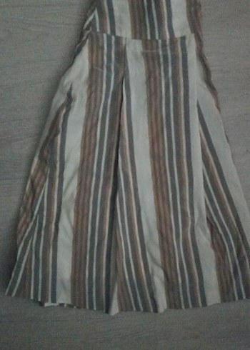 Bej şeritli pileli Etek - Görsel 3