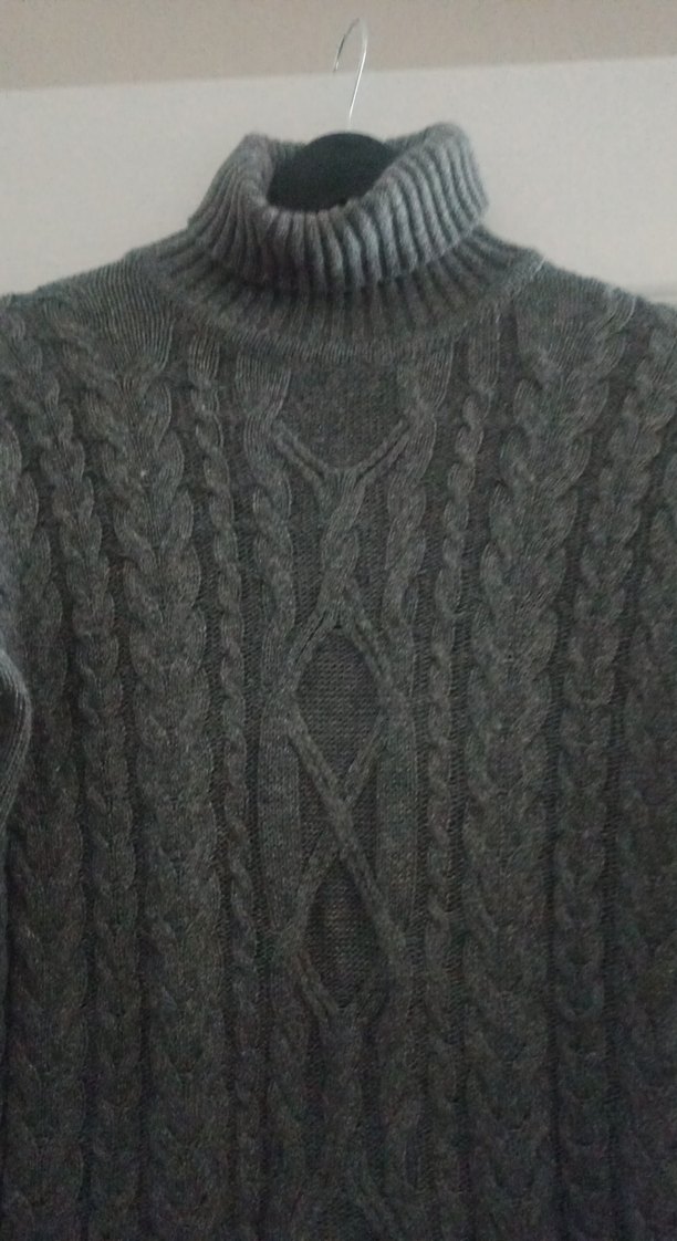 Gri Örgü Boğazlı Kadın Kazak - Görsel 2