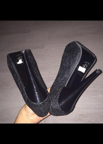 37 Beden siyah Renk Siyah Dantelli Stiletto Kadın Topuklu Ayakkabı