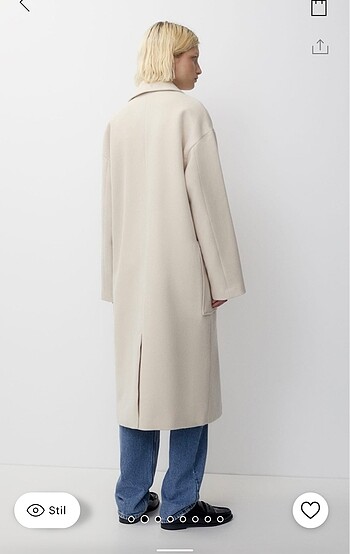 Pull and Bear Uzun oversize kaşe kaban