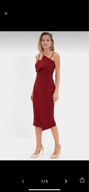 Trendyol & Milla Bordo elbise