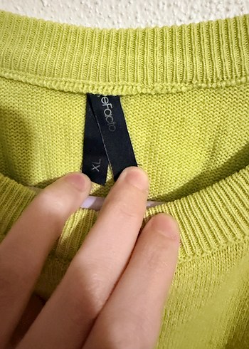 Yeşil Basic Kadın Keten Sweatshirt - Görsel 2