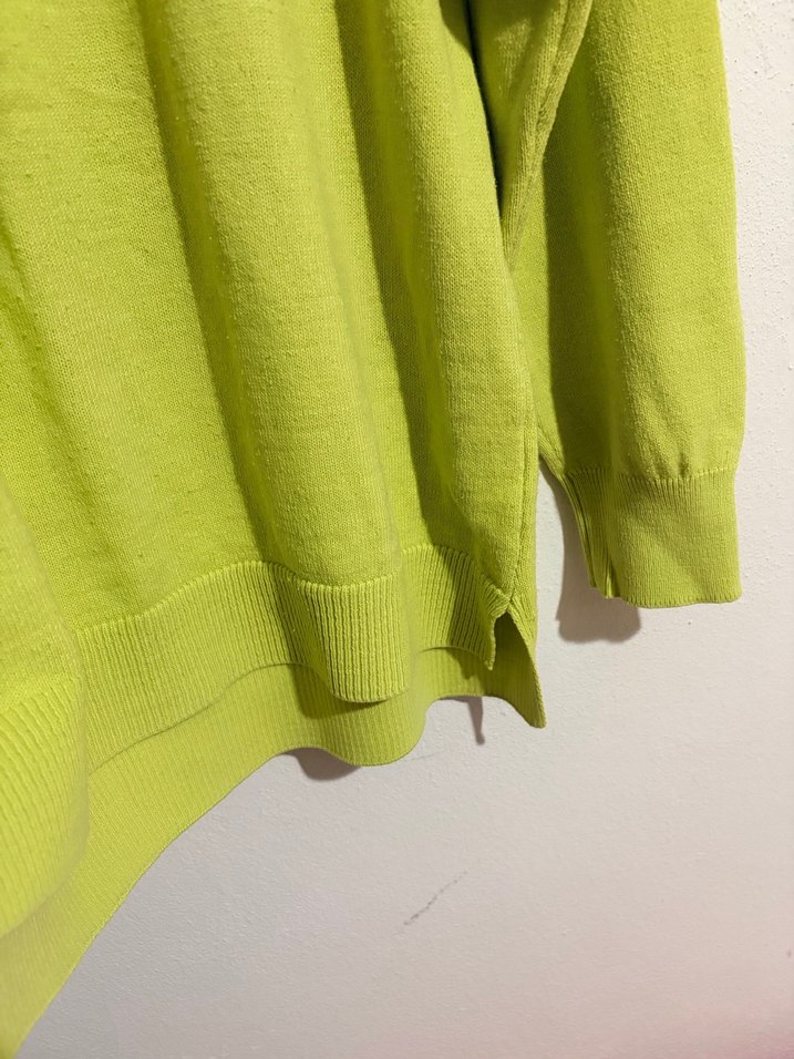 Yeşil Basic Kadın Keten Sweatshirt - Görsel 3