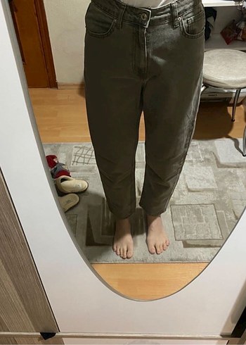 Kadın Haki Denim Regular Fit Jean - Görsel 3