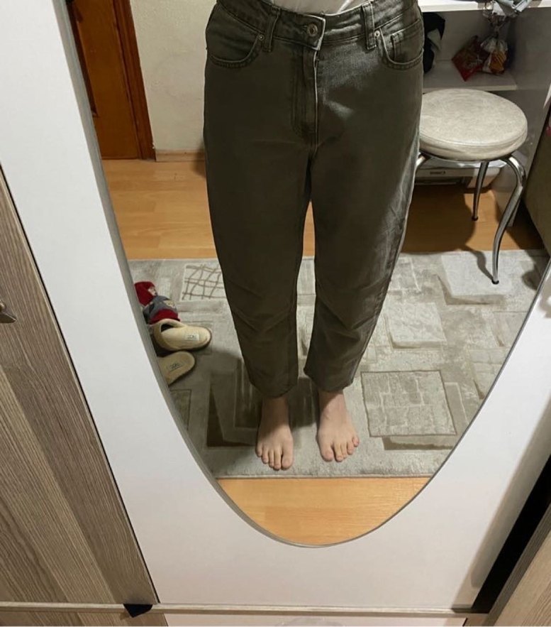 Kadın Haki Denim Regular Fit Jean - Görsel 3