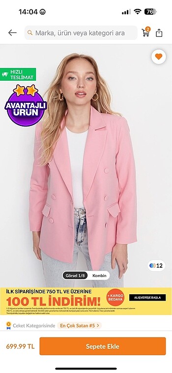 m Beden Trendyol blazer ceket