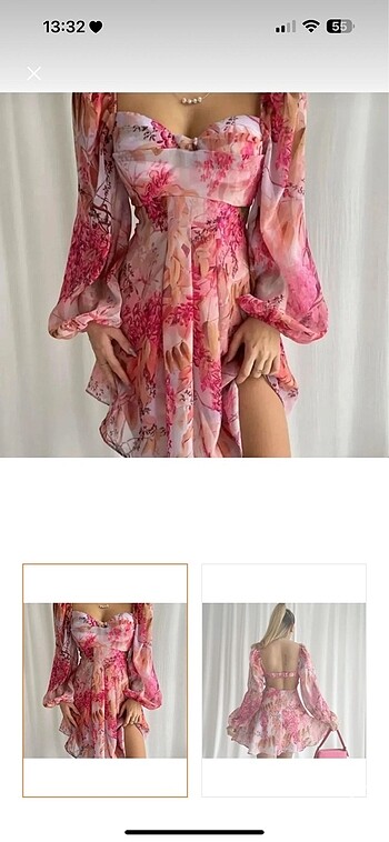 Pembe çiçekli elbise