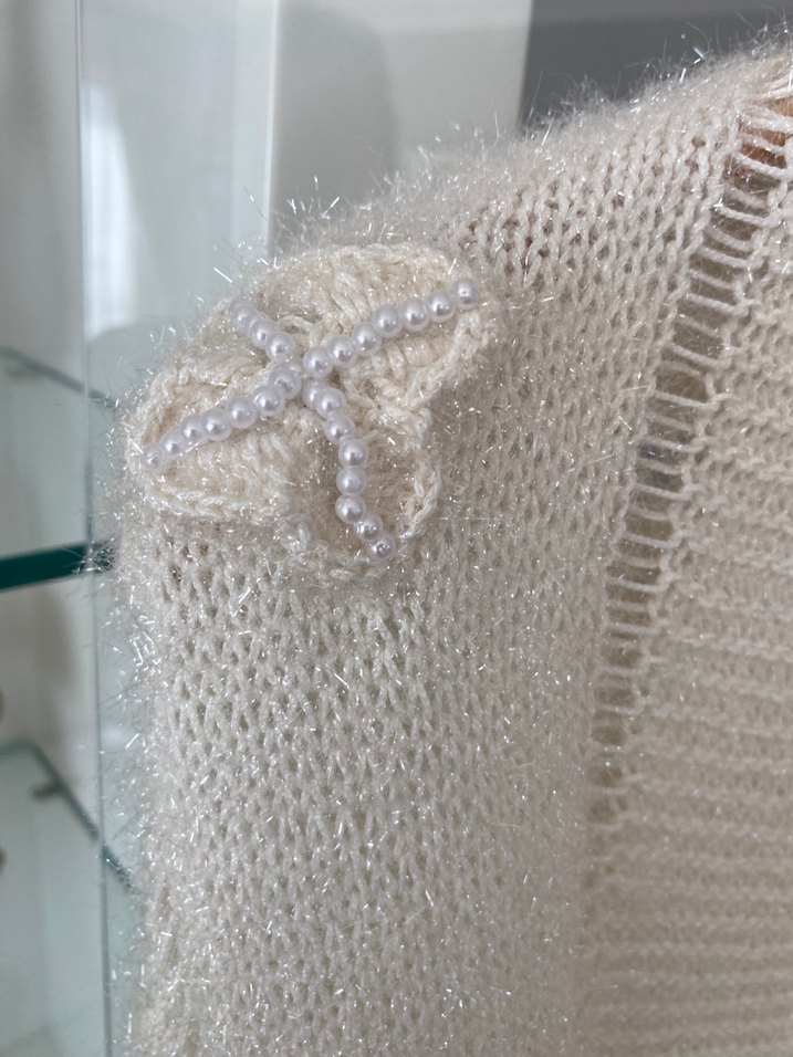 Beyaz Örgü Kadın Bohem Hırka - Görsel 3