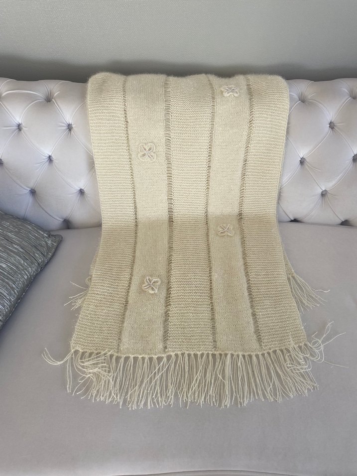 Beyaz Örgü Kadın Bohem Hırka - Görsel 4