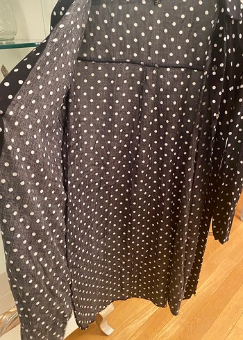 Uzun Kollu Siyah Puantiyeli Kadın Elbise - Görsel 5